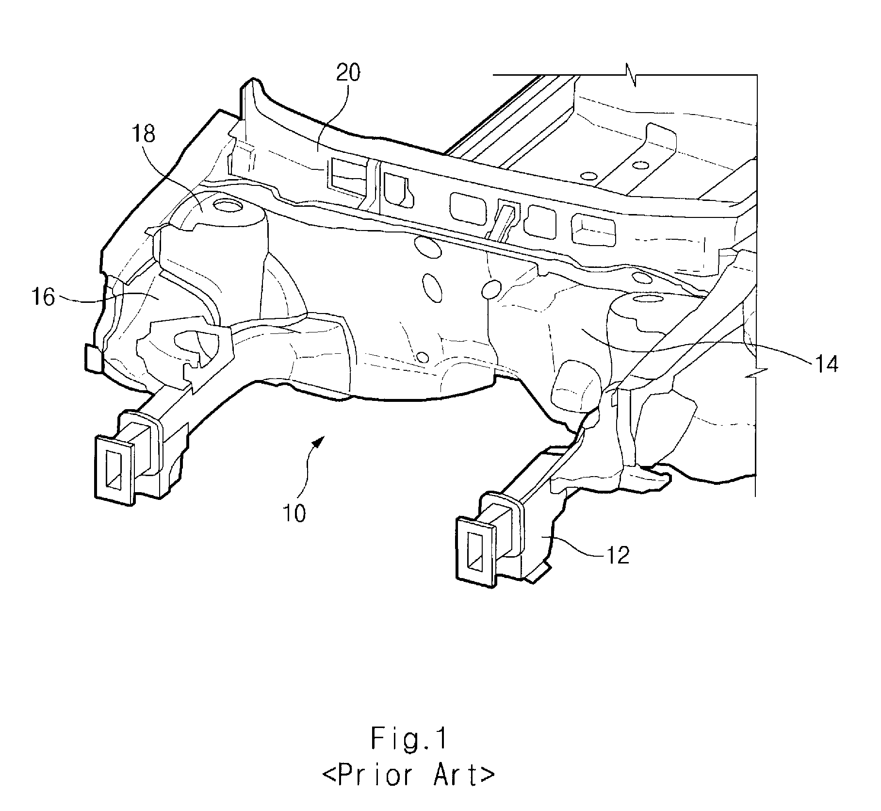 Mounting structure of front body frame in vehicle