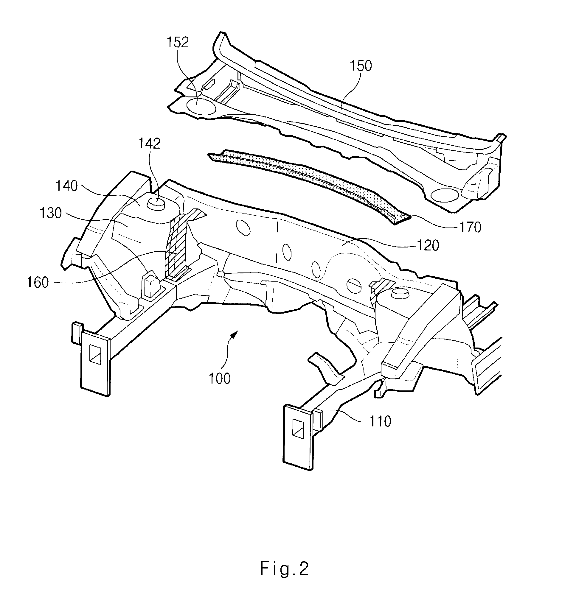 Mounting structure of front body frame in vehicle