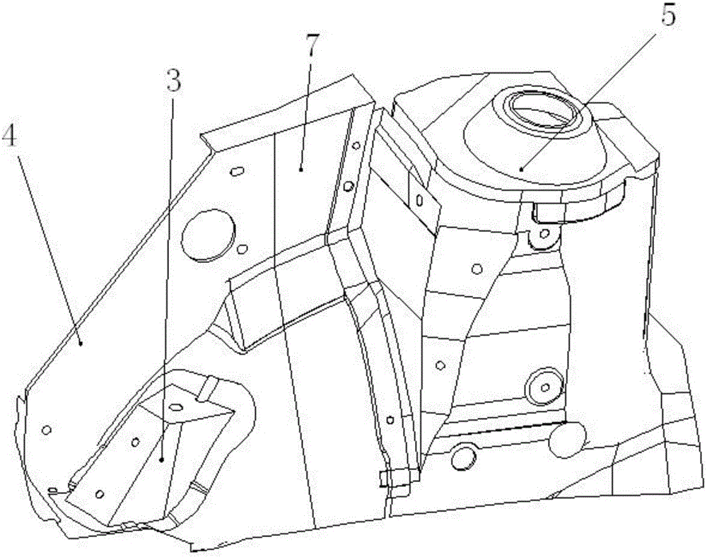 Car body side structure for increasing engine suspension Y-direction dynamic stiffness