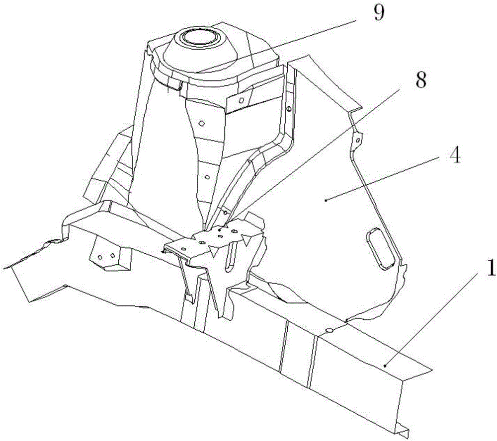 Car body side structure for increasing engine suspension Y-direction dynamic stiffness