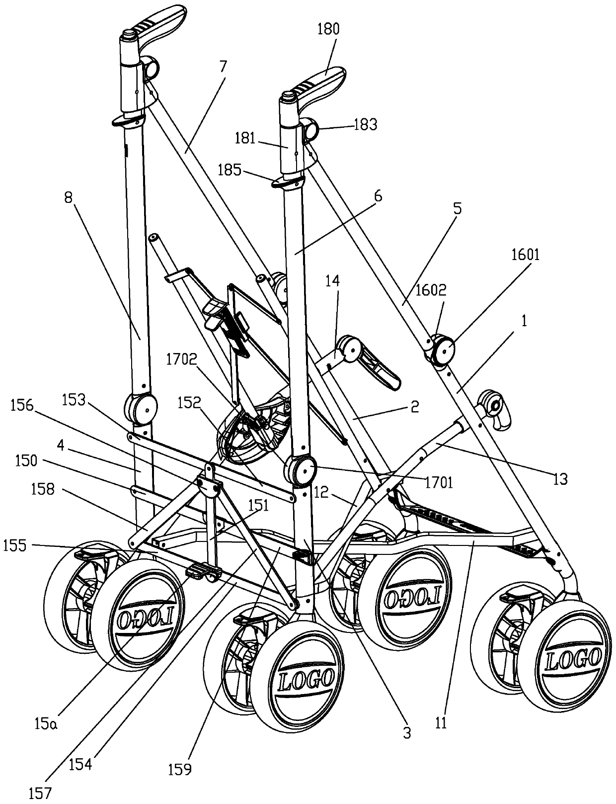 Reverse foldable baby carriage