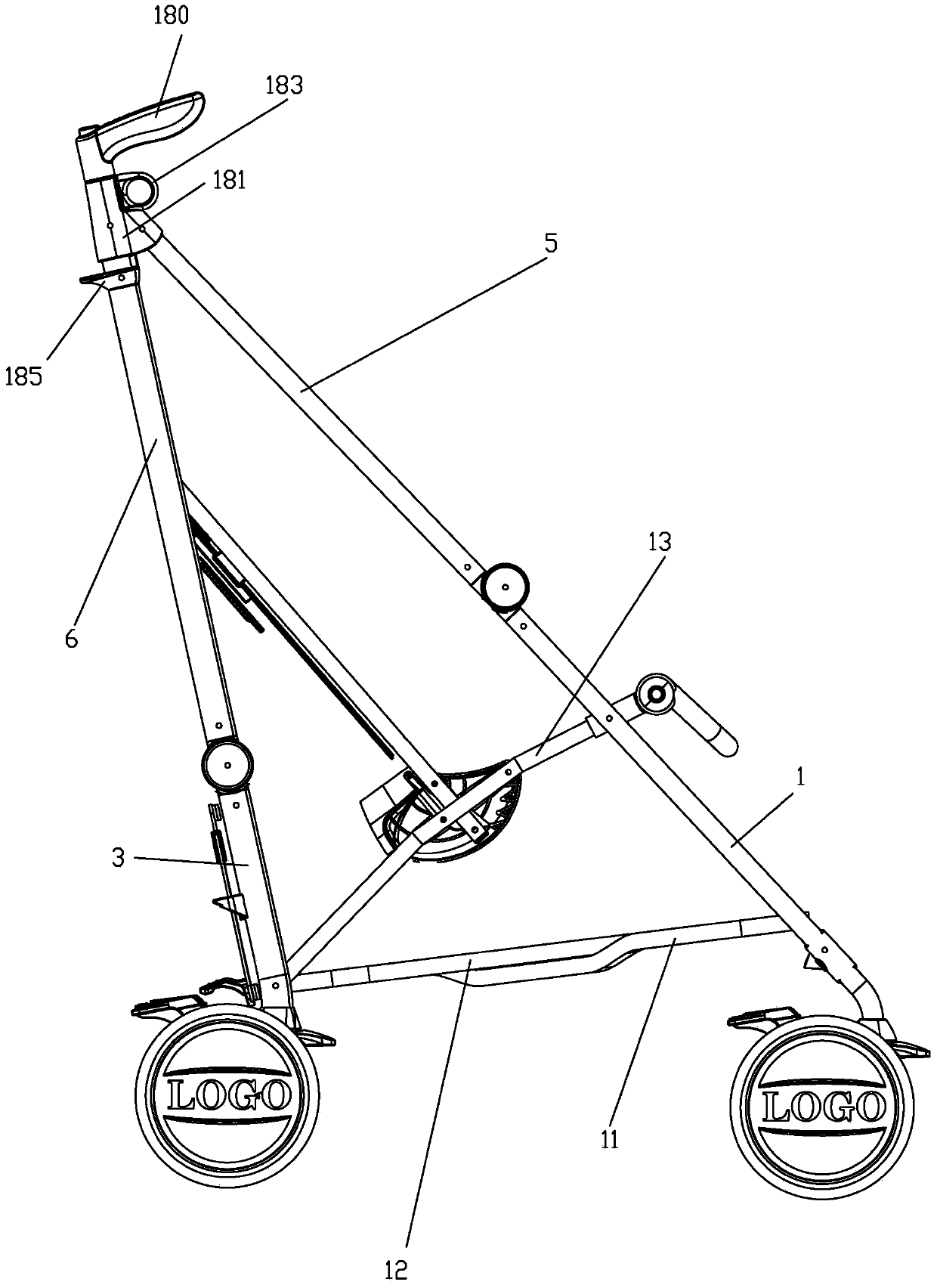 Reverse foldable baby carriage