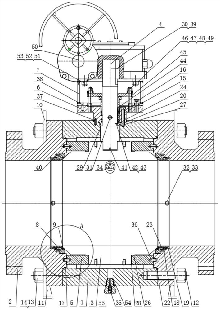 Three-piece forged steel soft sealing fixed ball valve