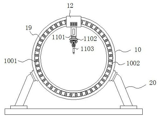 Double-section type exhaust pipe welding device capable of carrying out leakage detection on exhaust pipe