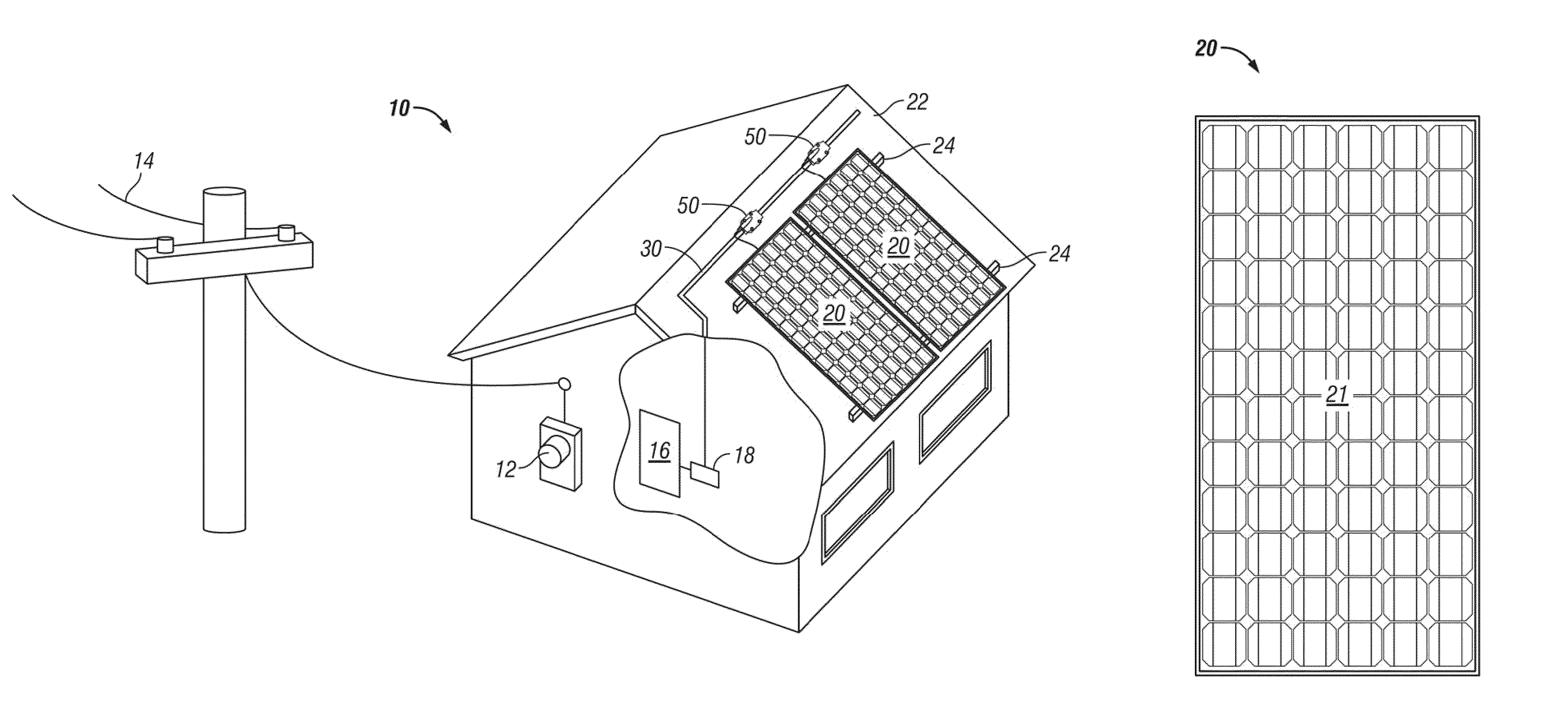 Connector with conductor piercing prongs for a solar panel
