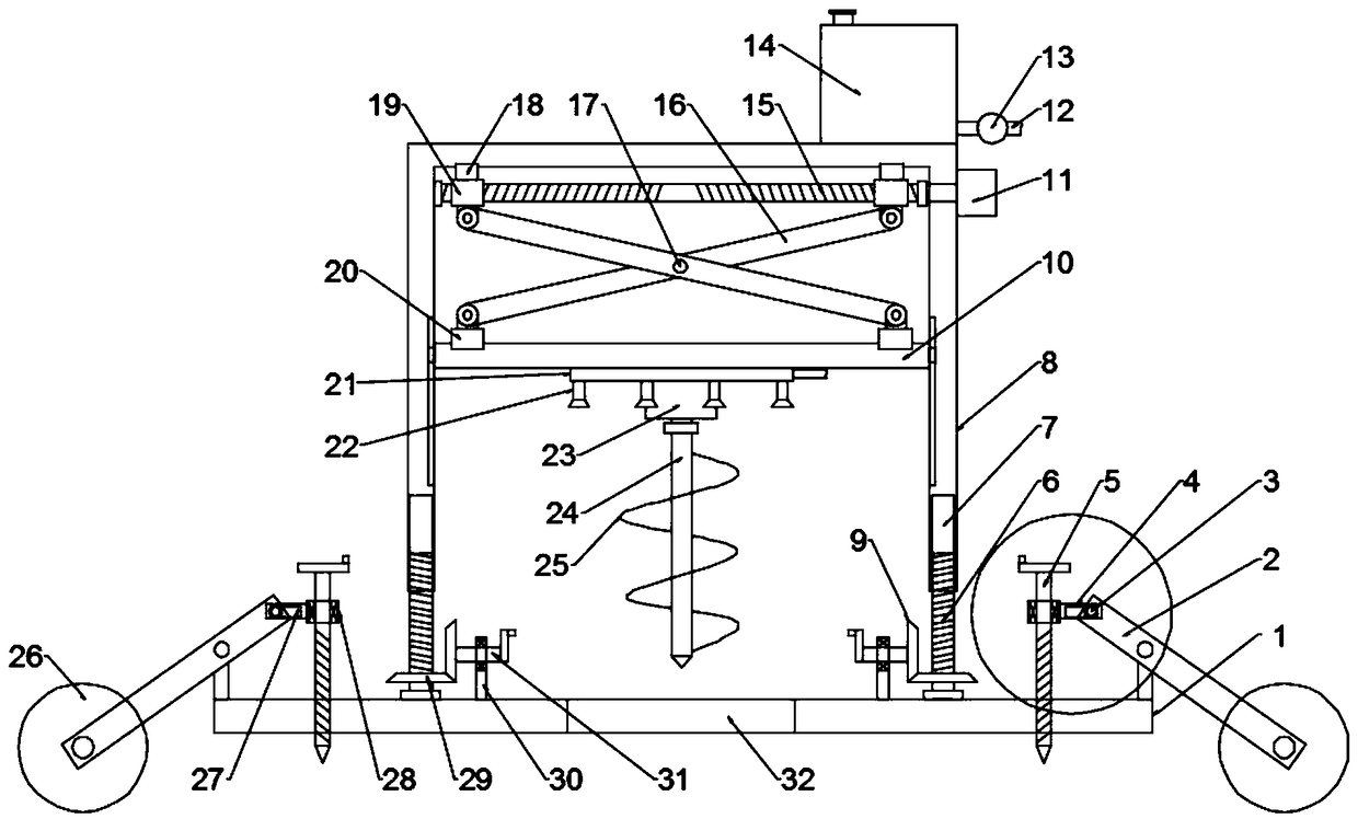 Digging and fertilizing device for forestry planting