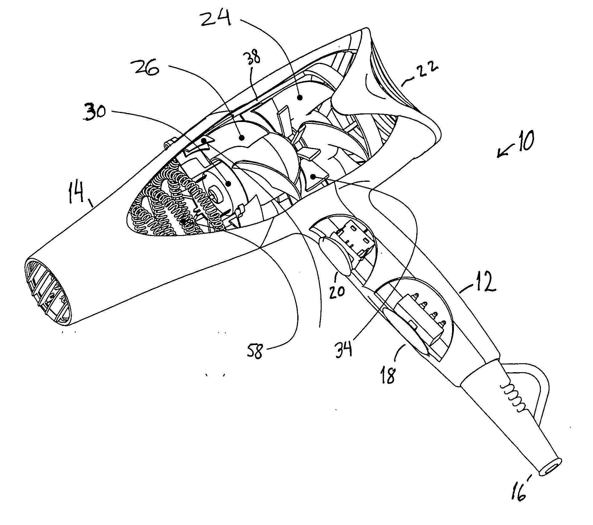 Dual-fan hairdrying apparatus