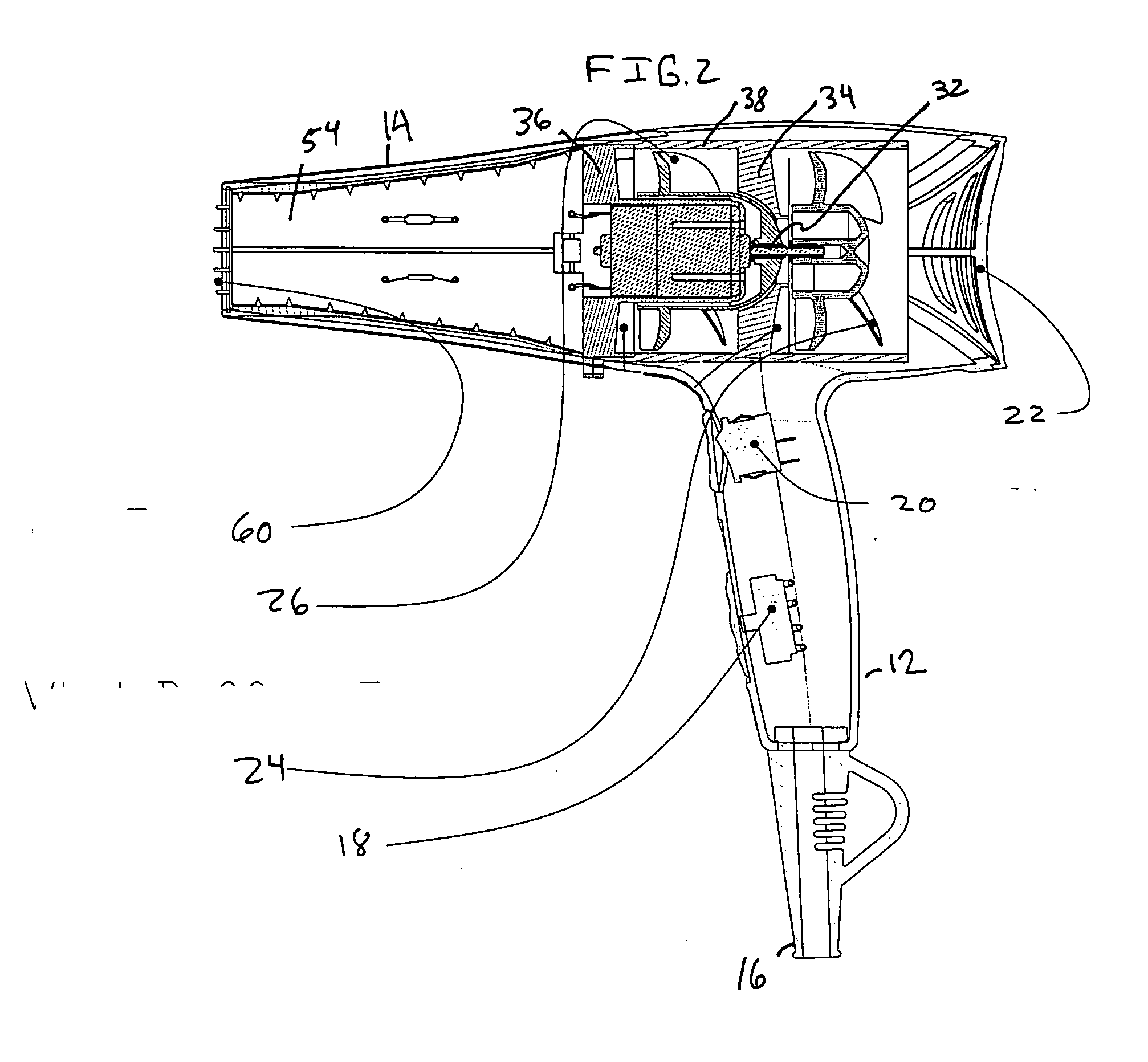 Dual-fan hairdrying apparatus