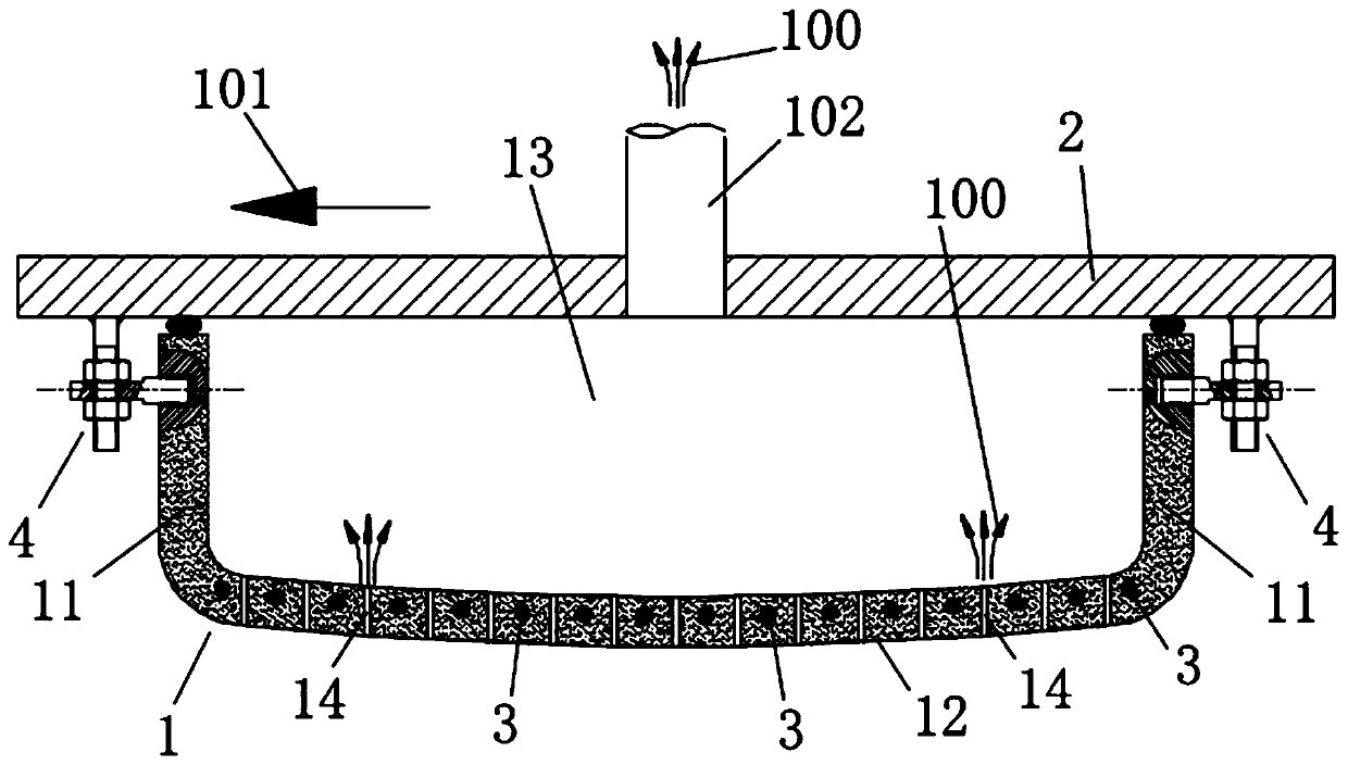 Ceramic die for bending molding of glass panel