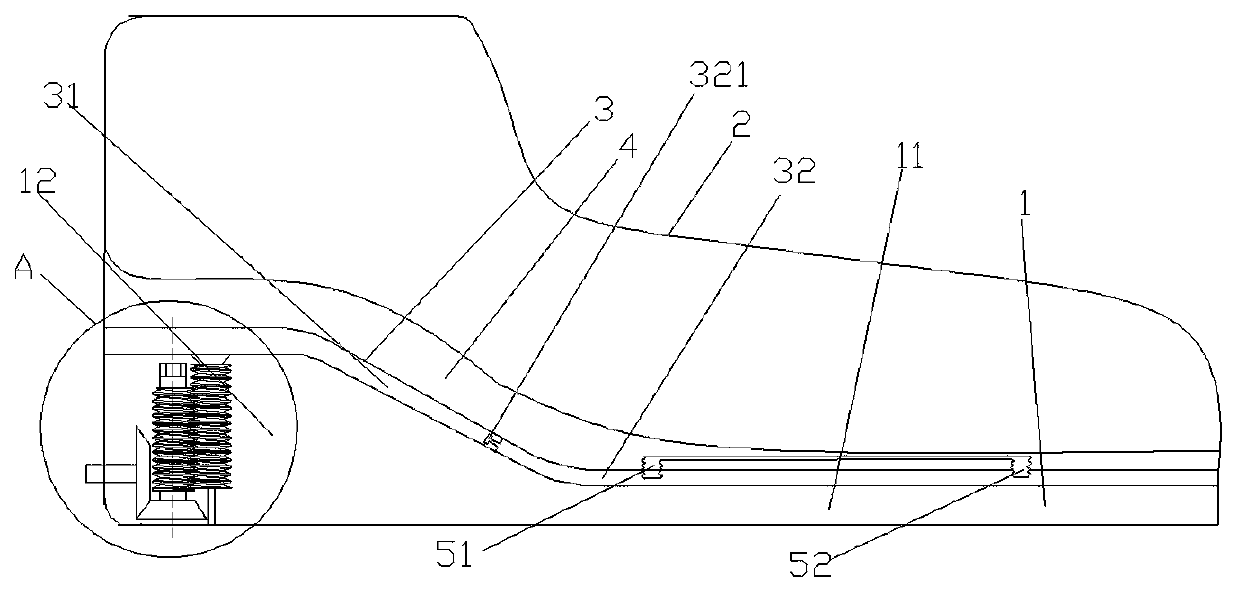 Height-adjustable height increasing shoe