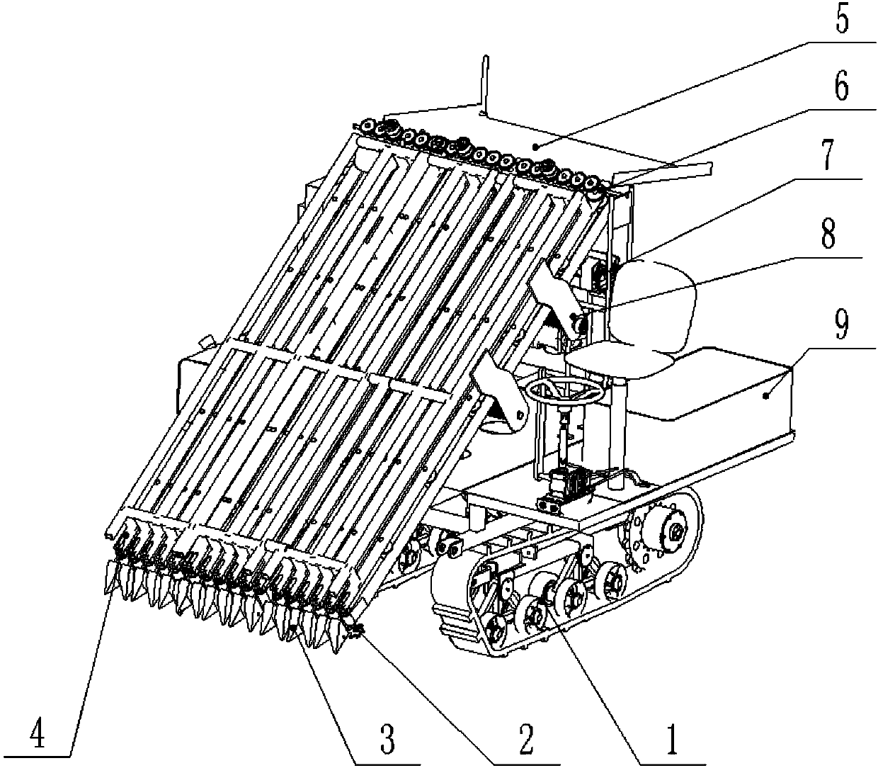 Self-propelled multi-row garlic combine harvester