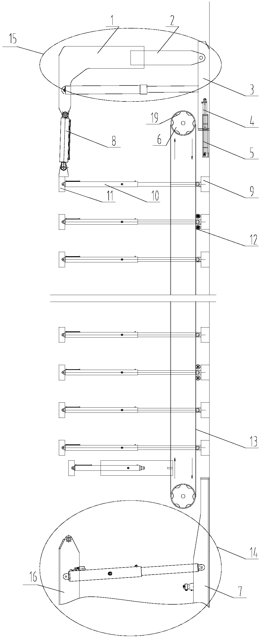 Circular self-movement type tunnel advance support hydraulic holder