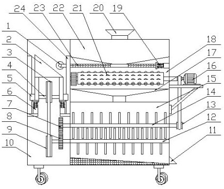 Feed crushing and mixing device for animal husbandry