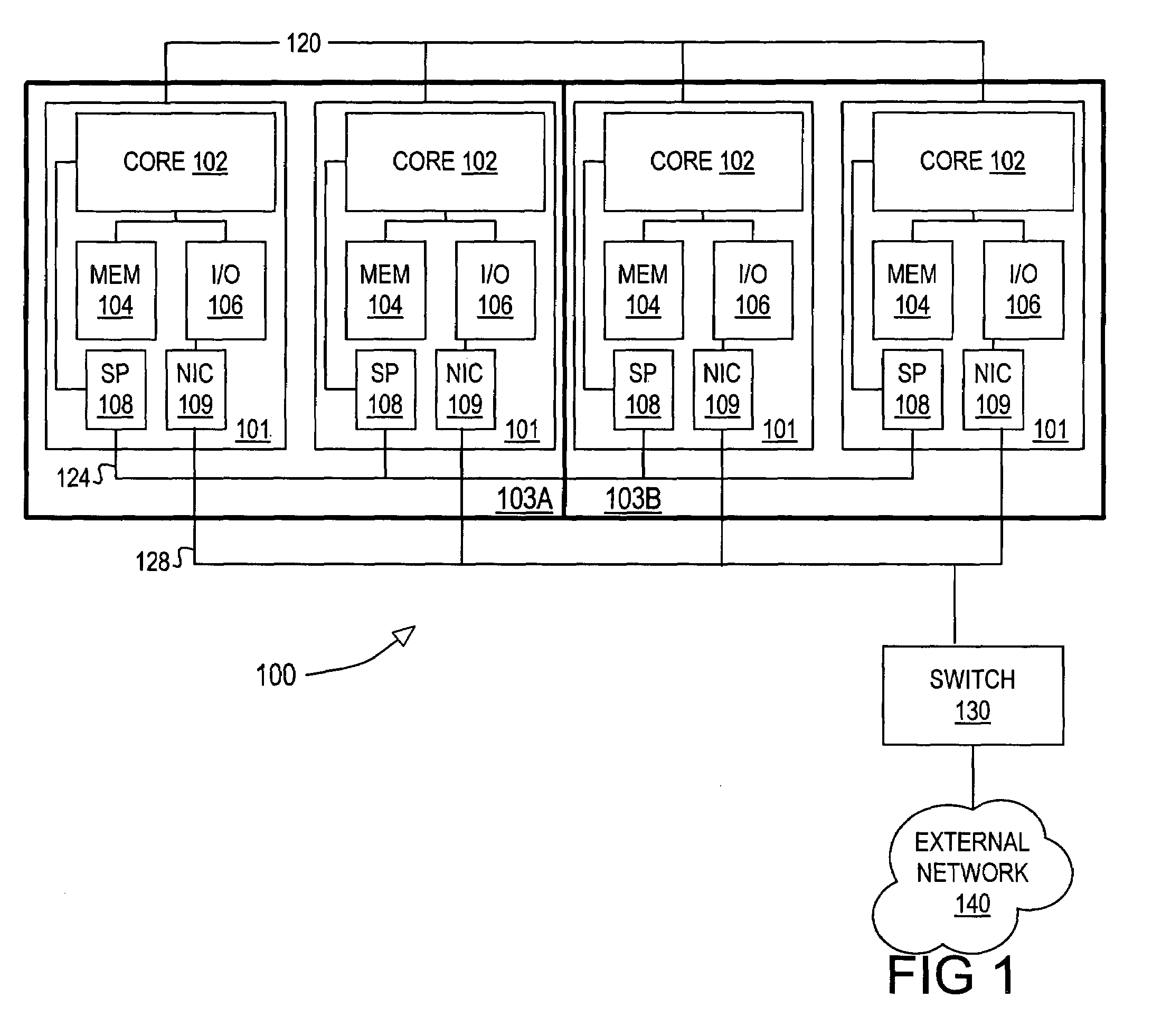 Remote power control in a multi-node, partitioned data processing system via network interface cards