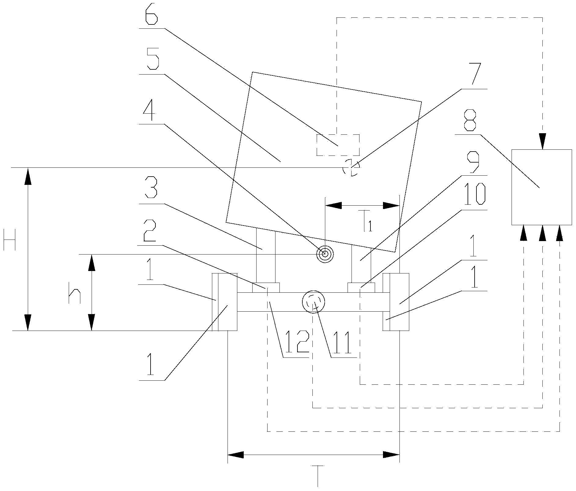 Vehicle roll center position measuring device and calculating method of vehicle roll center position