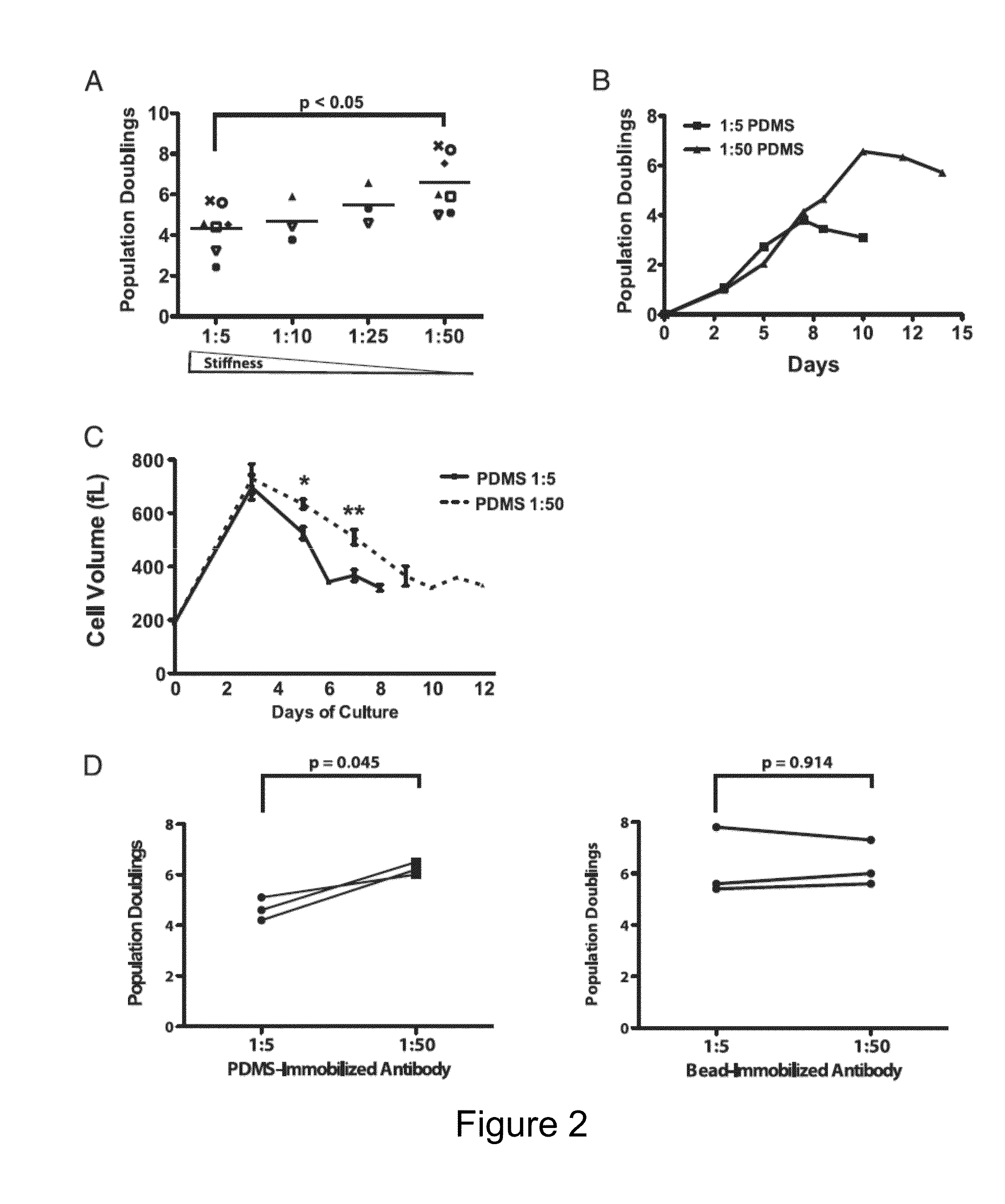 Activation and Expansion of T Cell Subsets Using Biocompatible Solid Substrates with Tunable Rigidity