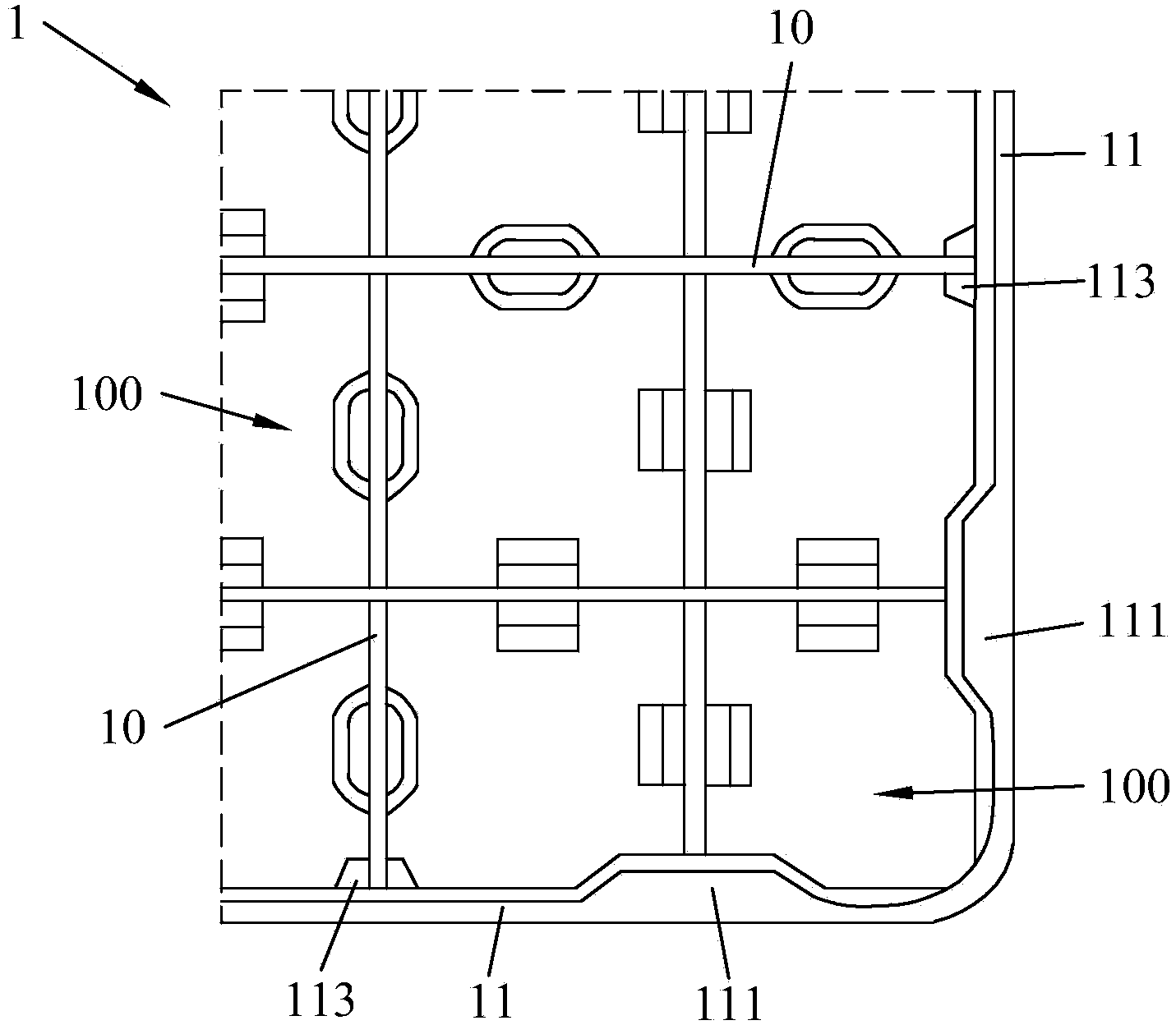 Low pressure drop holding grid and fuel component with holding grid