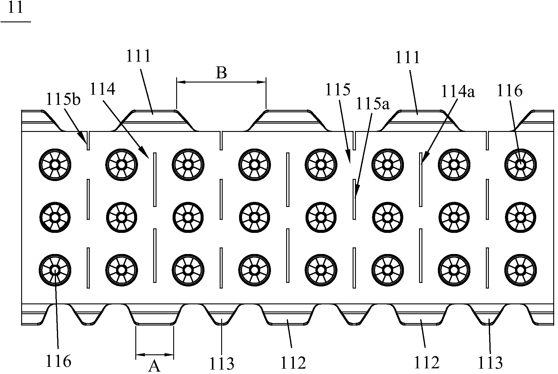 Low pressure drop holding grid and fuel component with holding grid