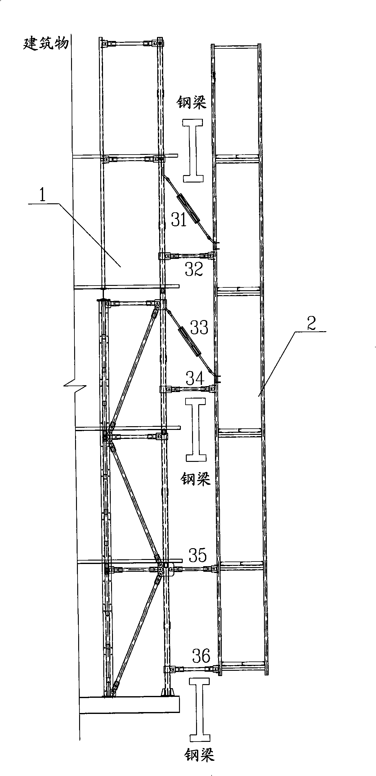 Climbing system for building construction and method for throwing over barrier