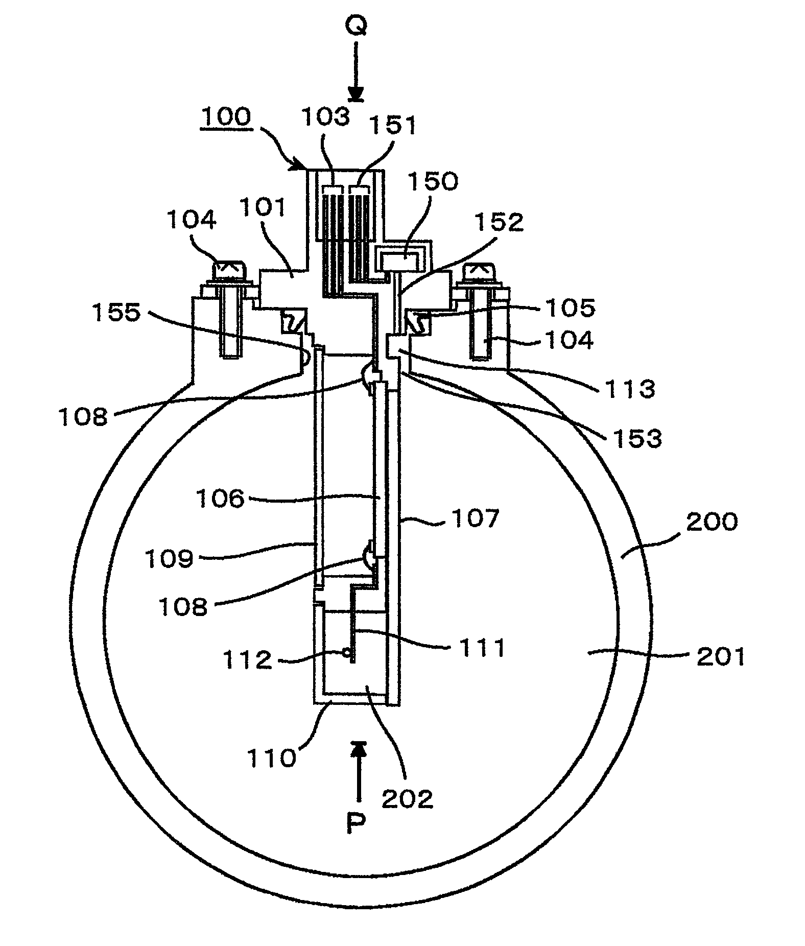 Intake air mass flow measurement device