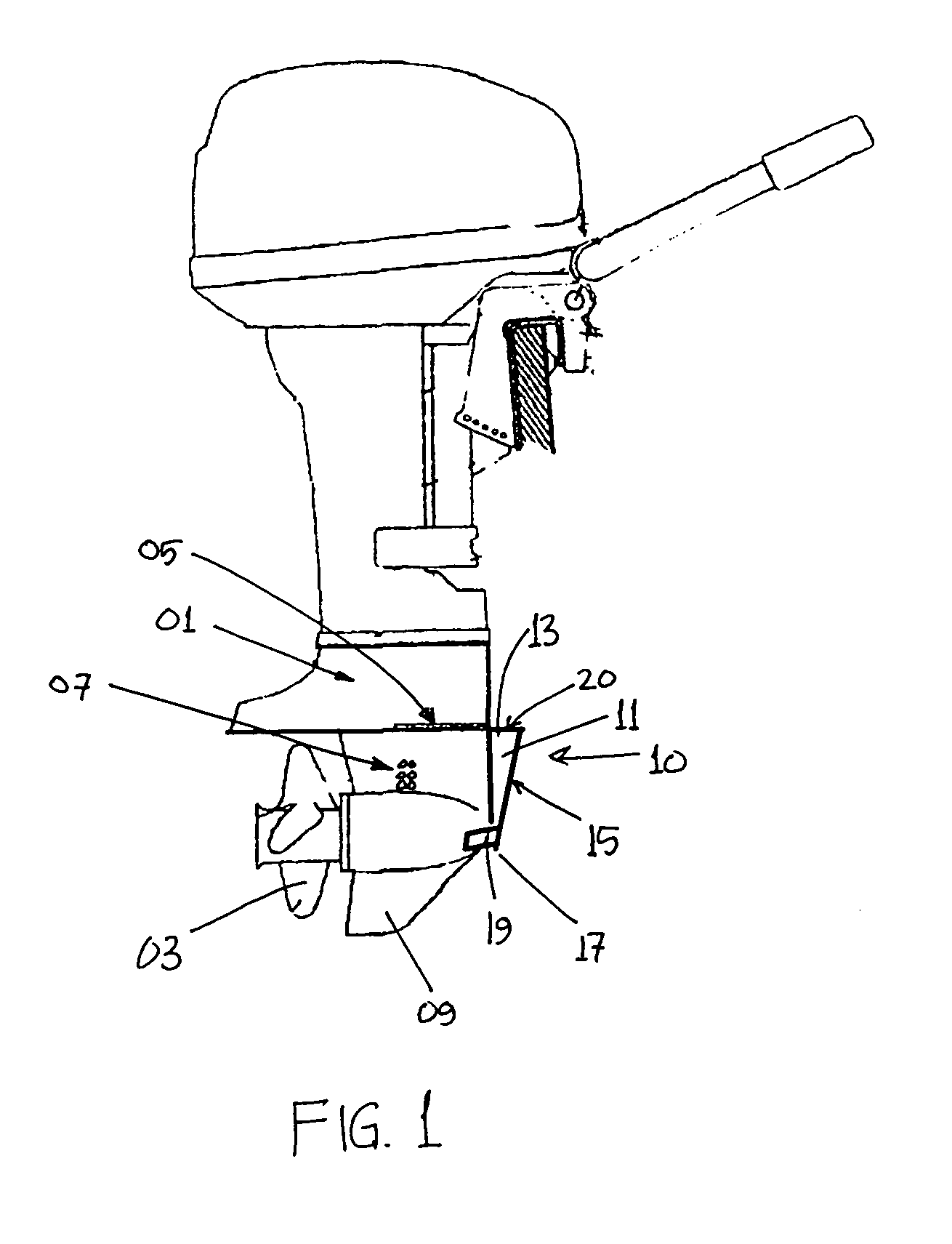 Weed deflector for an outboard motor water intake