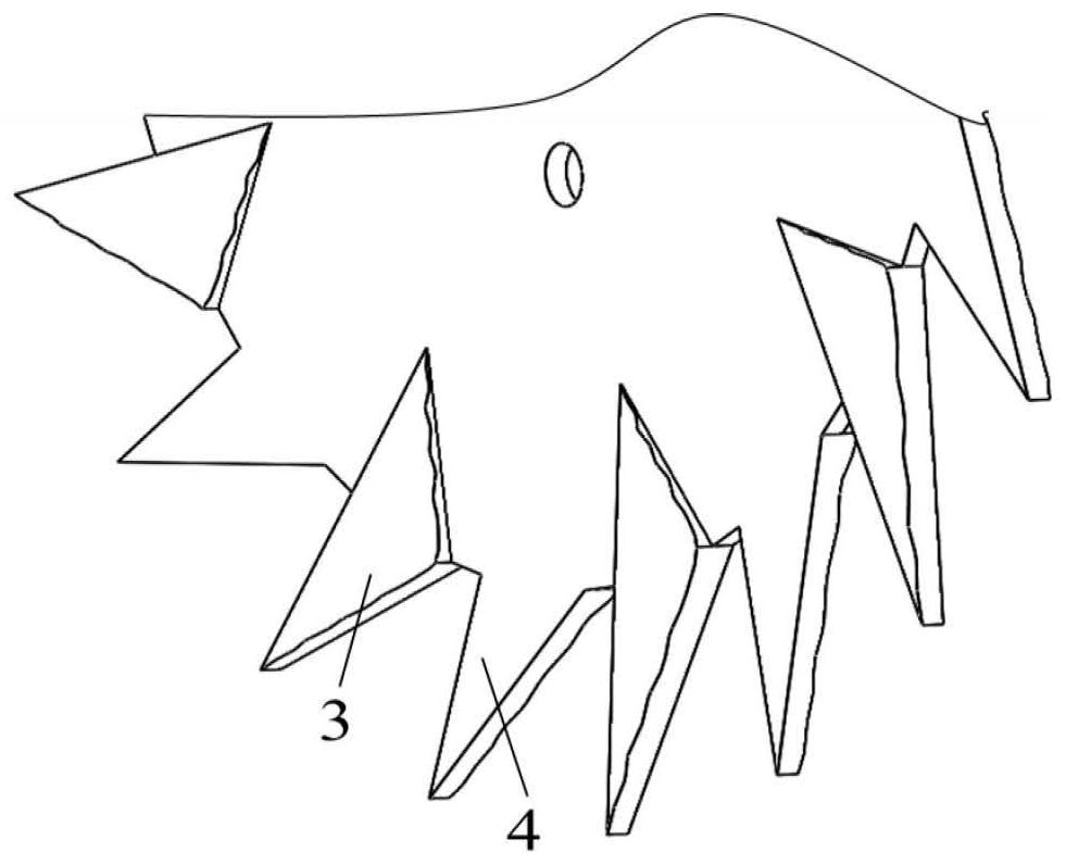 A local natural vibration disc opener with three-way spline curve fitting teeth