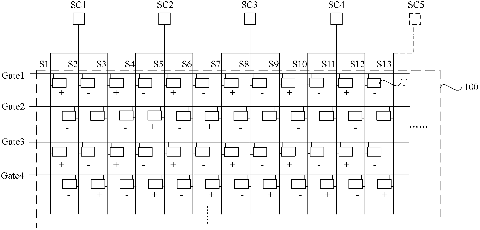 Liquid crystal display device adopting array inversion drive to realize dot inversion and drive method of liquid crystal display device adopting array inversion drive to invert