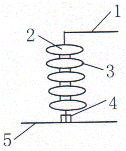 A transmission line insulator m-shaped electromagnetic signal emitting pin