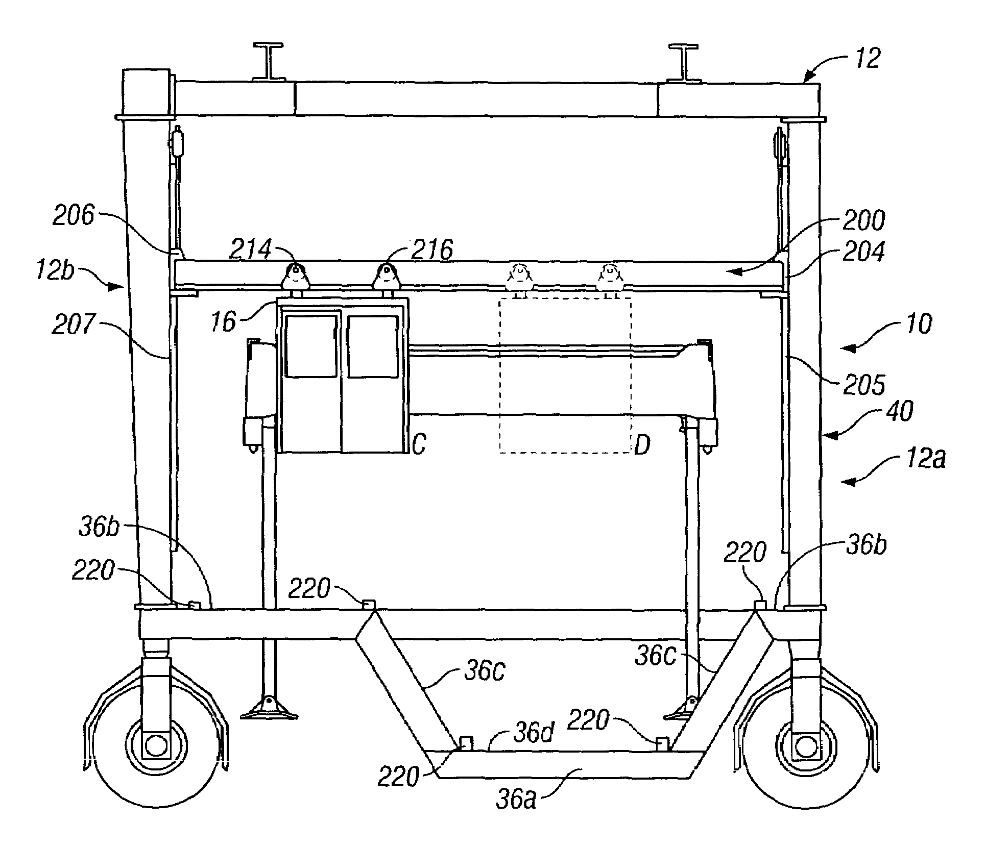 Gantry crane with elevating operator cab