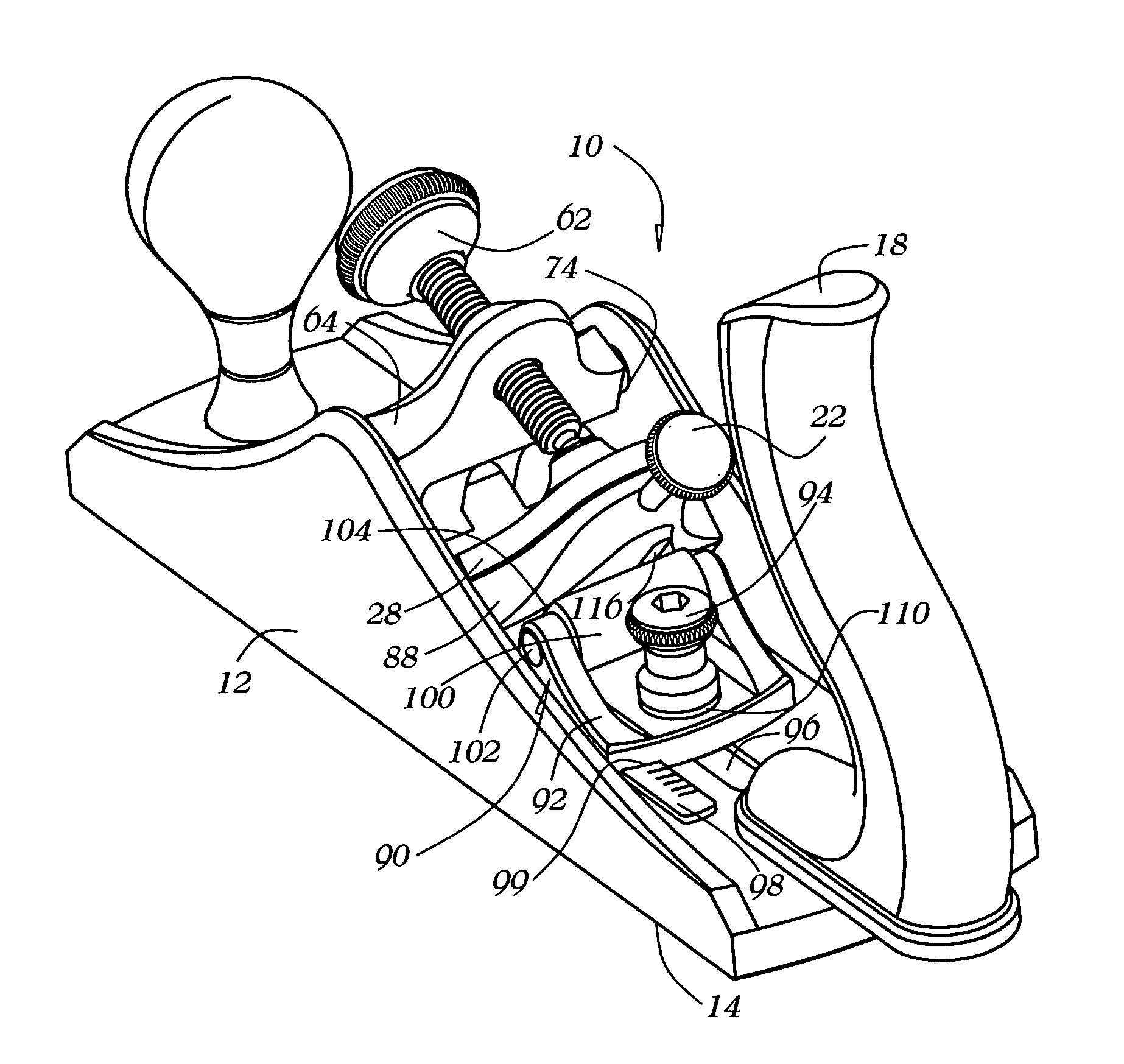 Variable cutting angle hand plane