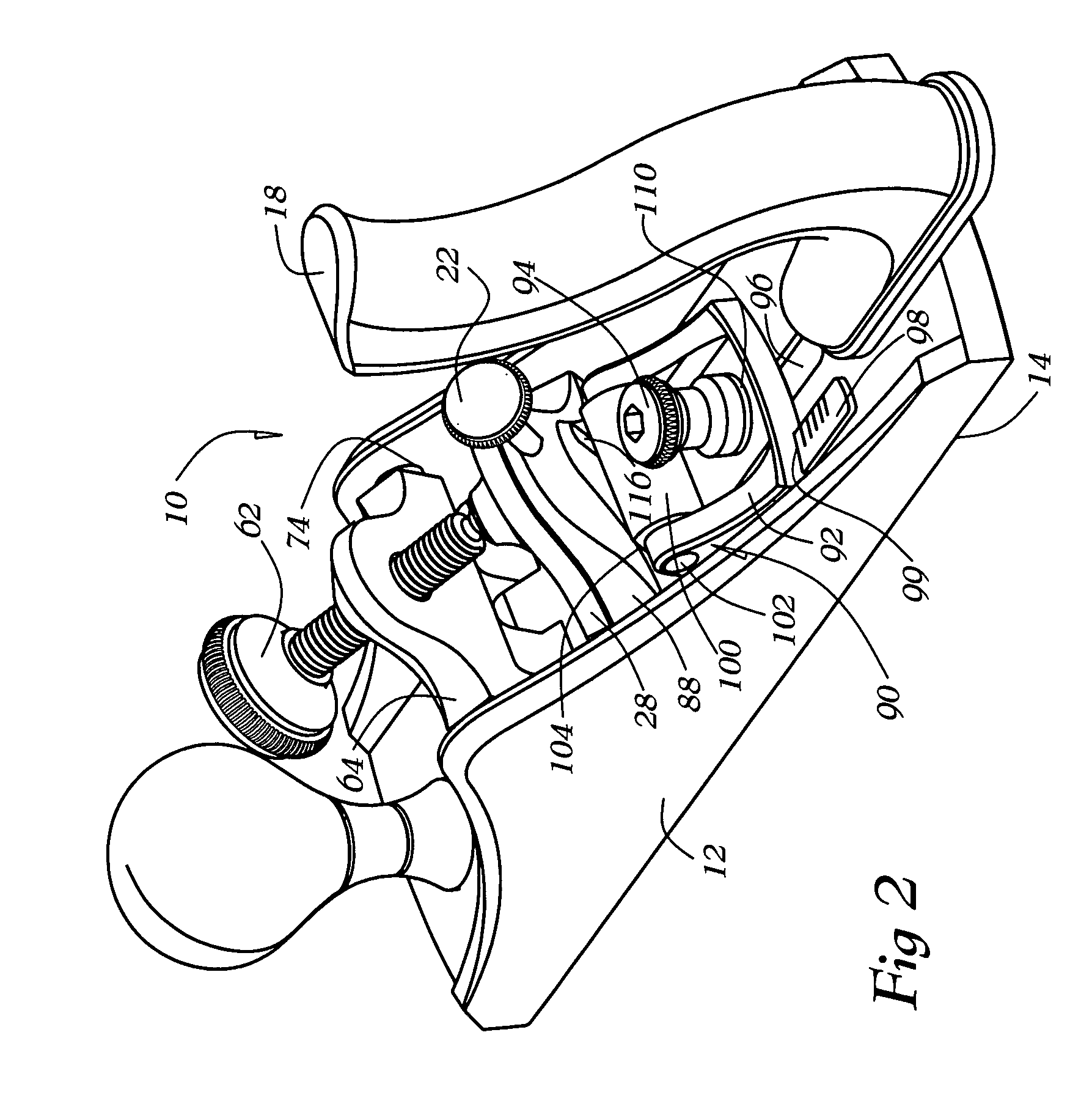 Variable cutting angle hand plane