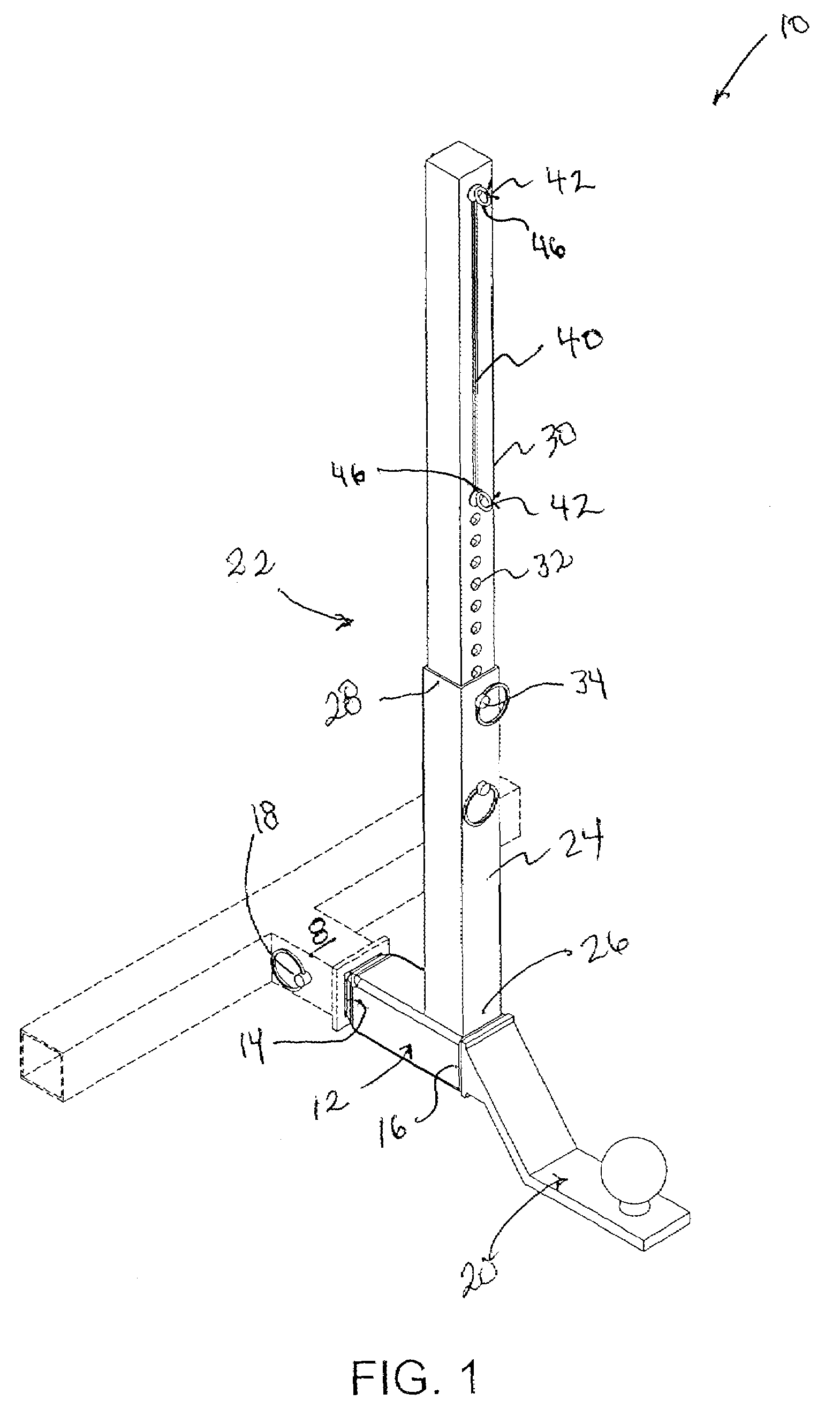 Display Apparatus for a Vehicle Having a Receiver Hitch