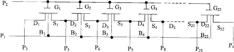 SPICE (Simulation Program with Integrated Circuit Emphasis) testing structure of MOS (Metal Oxide Semiconductor) device