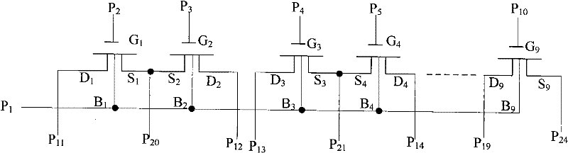 SPICE (Simulation Program with Integrated Circuit Emphasis) testing structure of MOS (Metal Oxide Semiconductor) device