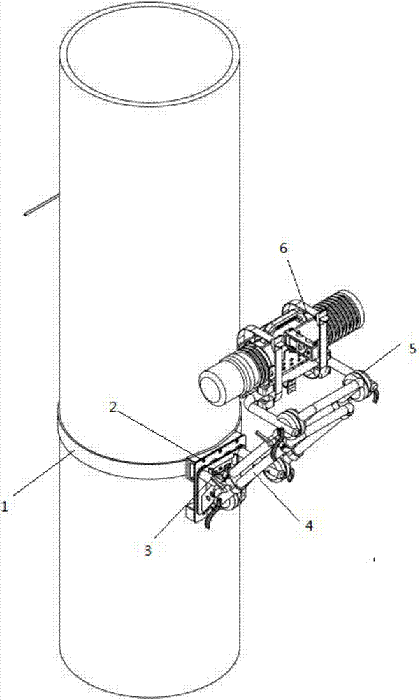 Digital ray detection bracket system supported by GIS cylinder