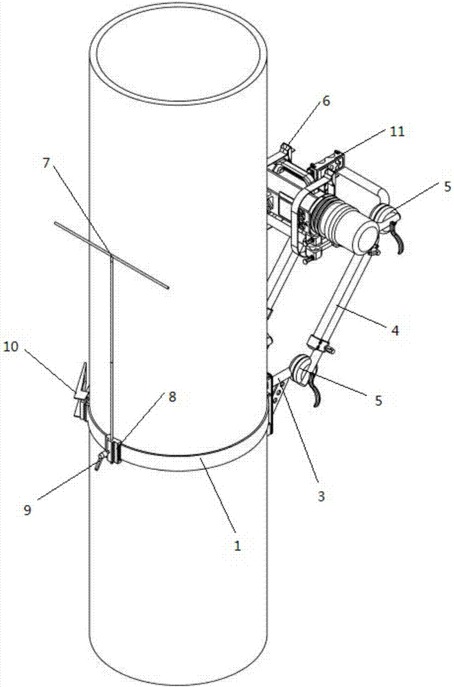 Digital ray detection bracket system supported by GIS cylinder