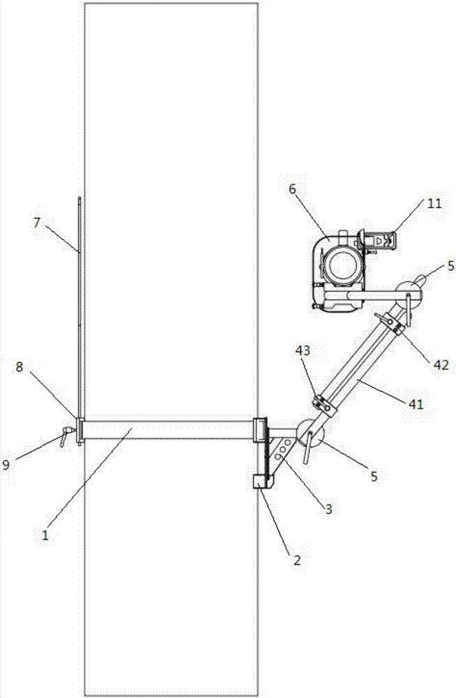 Digital ray detection bracket system supported by GIS cylinder