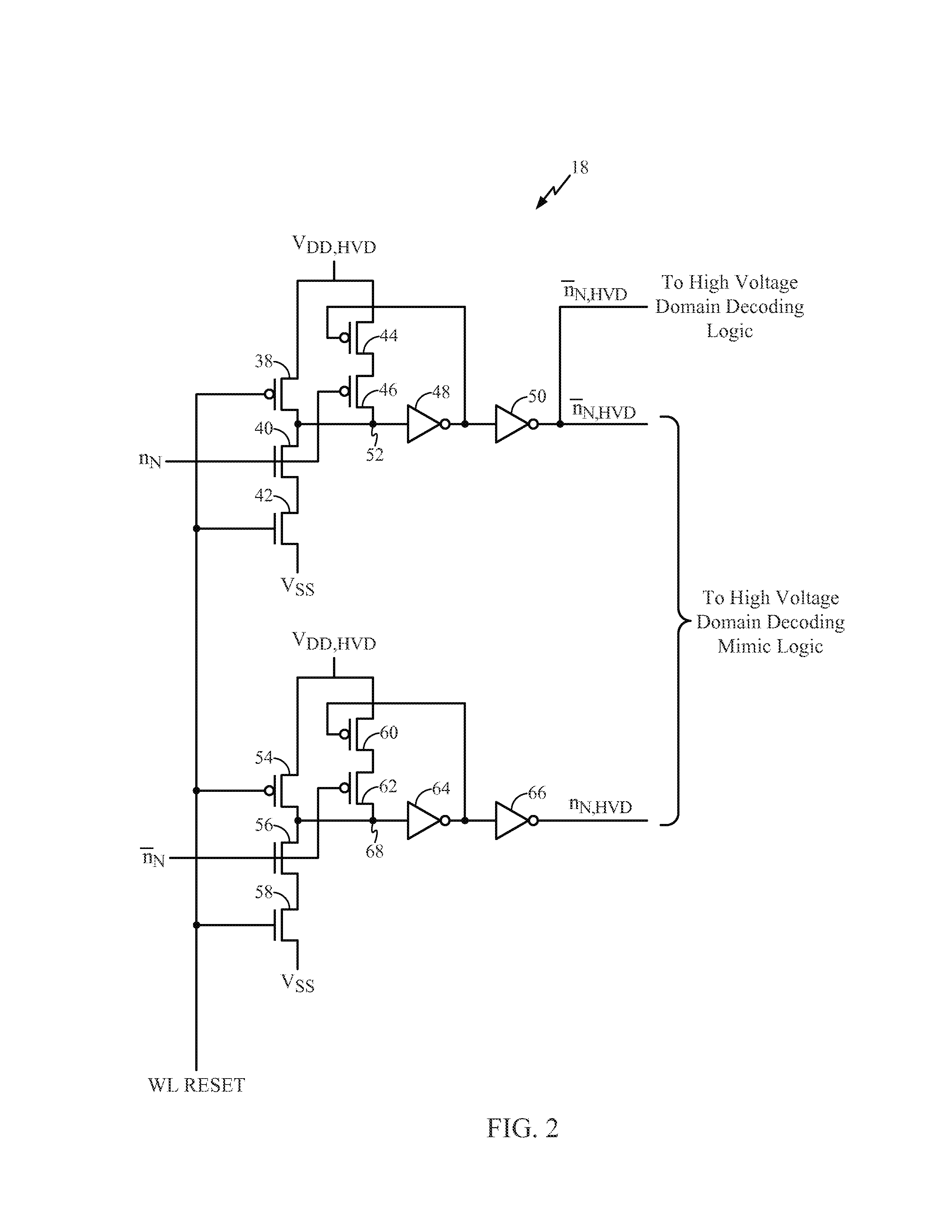 Mimicking Multi-Voltage Domain Wordline Decoding Logic for a Memory Array