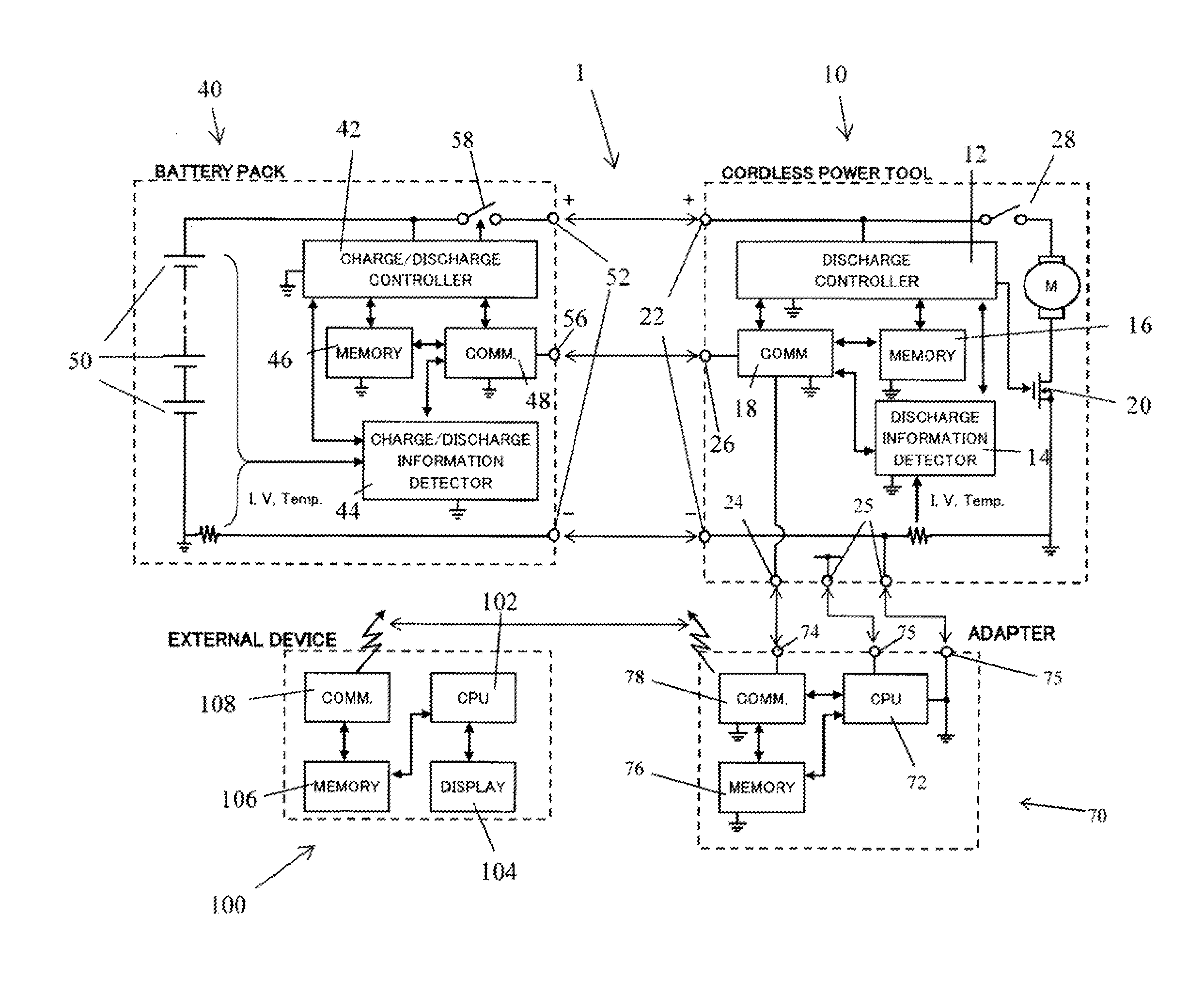 Adapter for Power Tools, Power Tool System and Method of Operating the Same