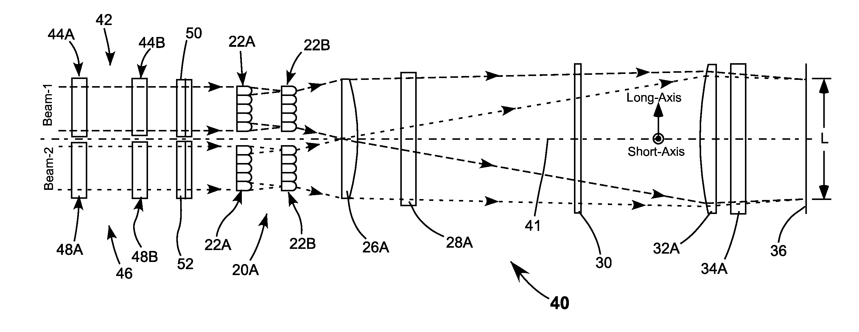 Excimer laser apparatus projecting a beam with a selectively variable short-axis beam profile