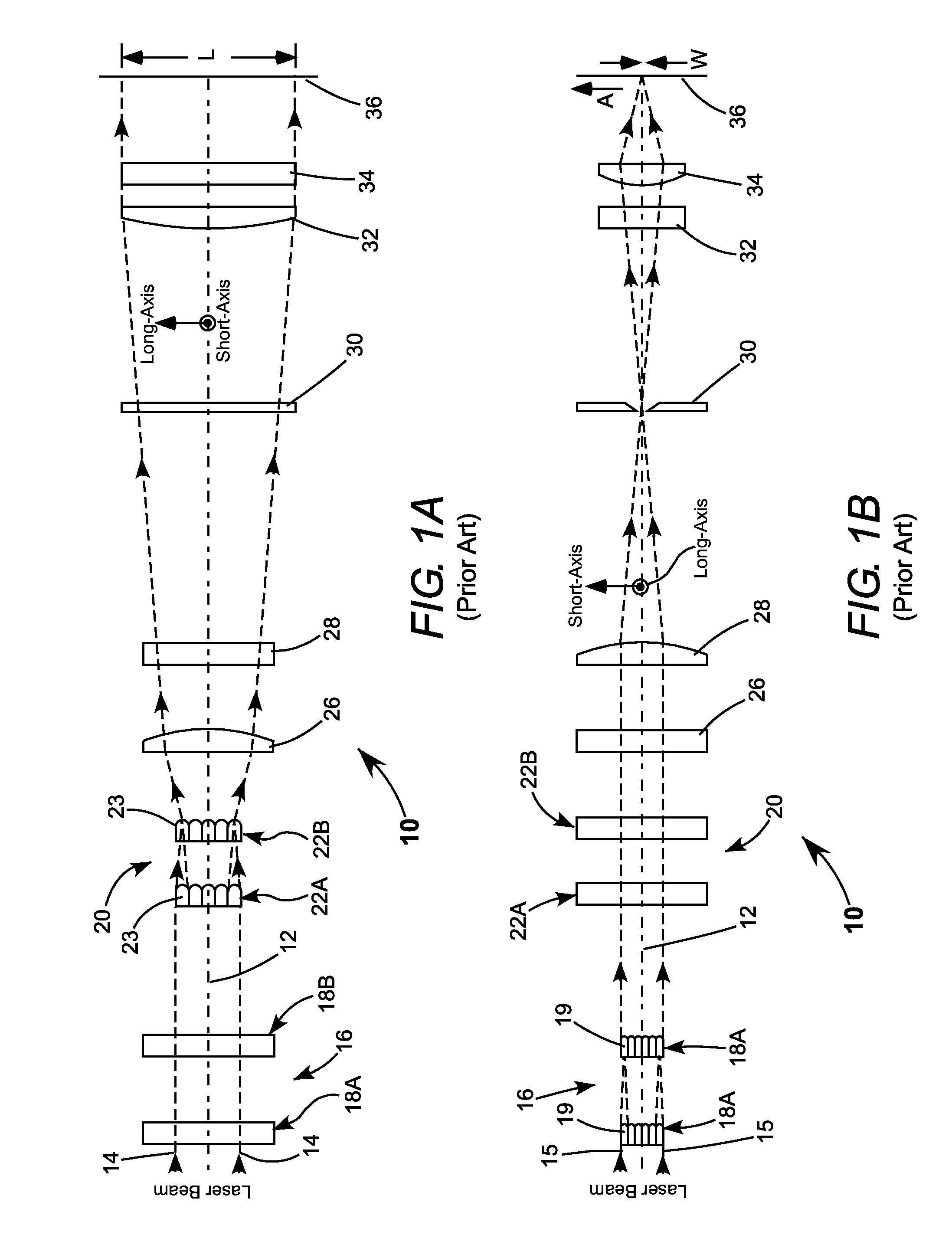 Excimer laser apparatus projecting a beam with a selectively variable short-axis beam profile