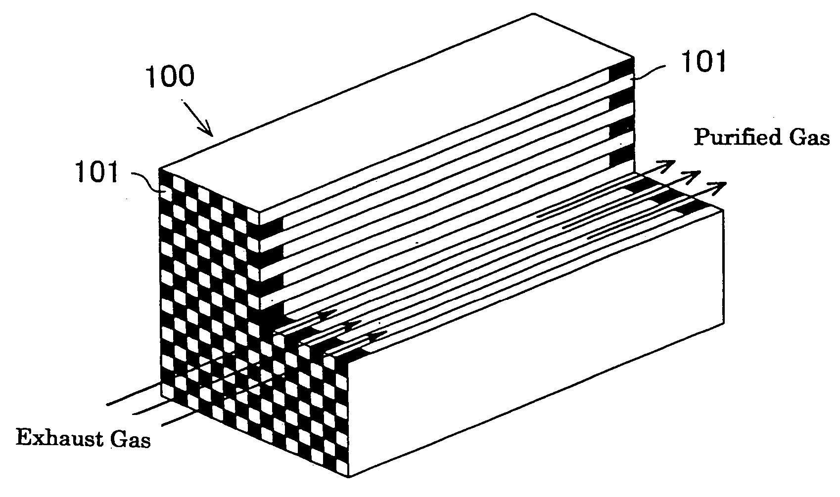 Filter for exhaust gas decontamination