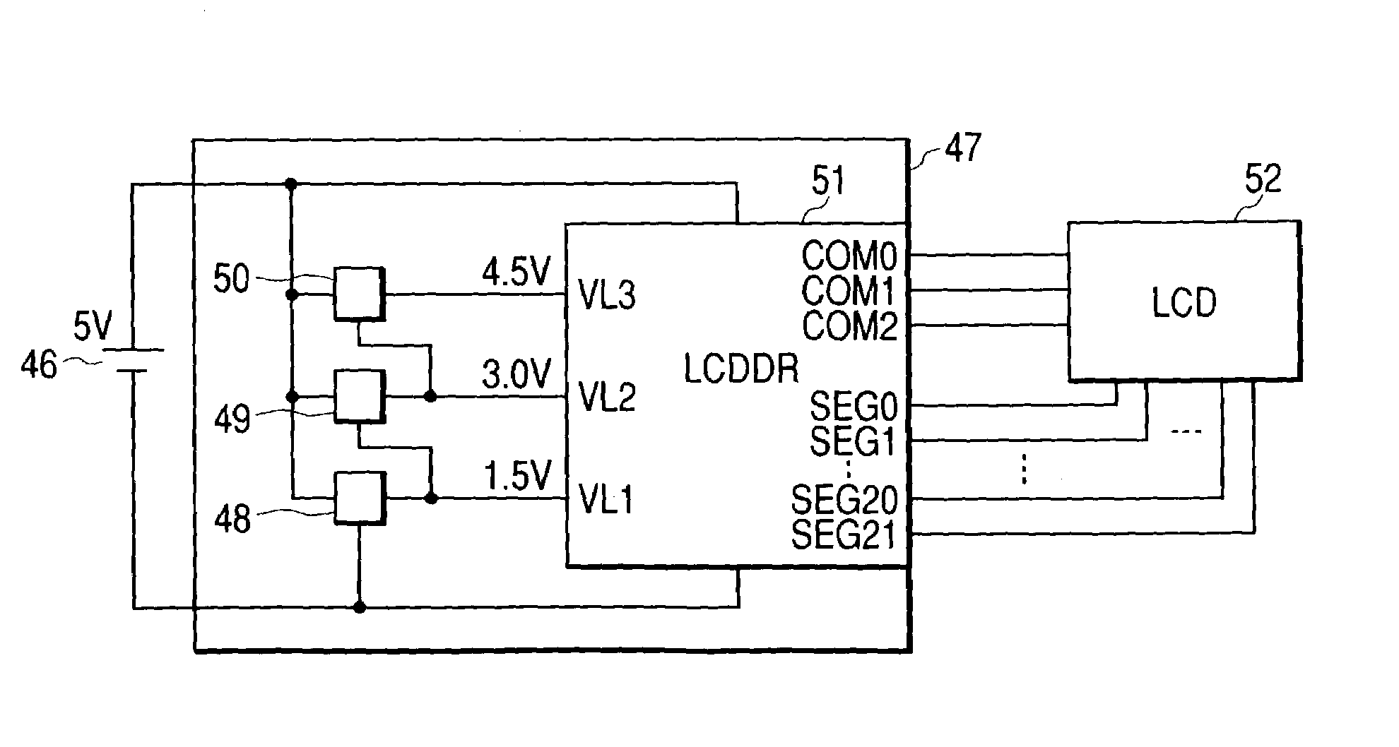 Power circuit for display driver, display device, and camera