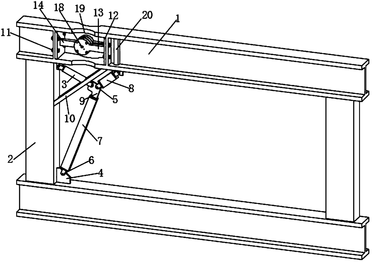 Assembled steel structure with replaceable beam end rotating energy-dissipating hinge and small oblique span lasso