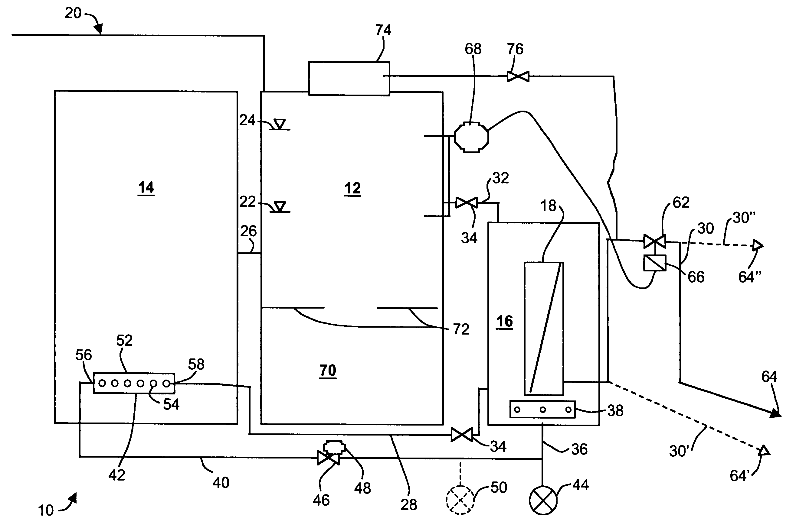 Membrane bioreactor, process and aerator