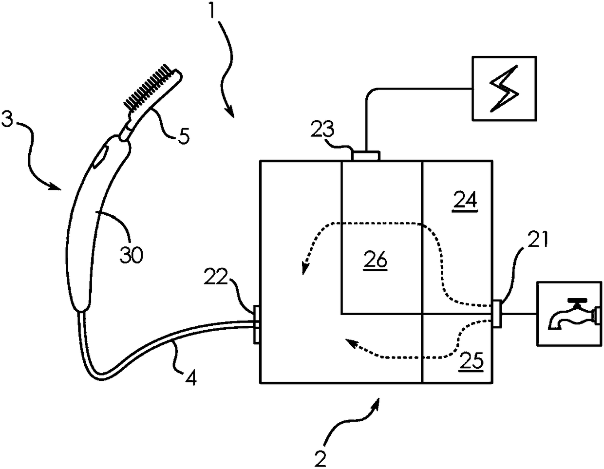 Dental cleaning device using ozone water