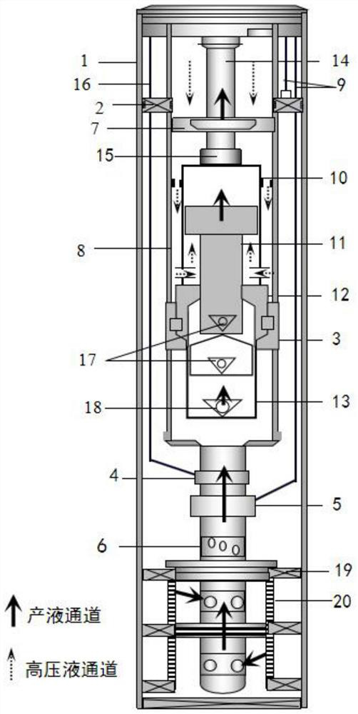 Offshore oilfield dropping and fishing hydraulic drive reciprocation pump lifting device and work method thereof