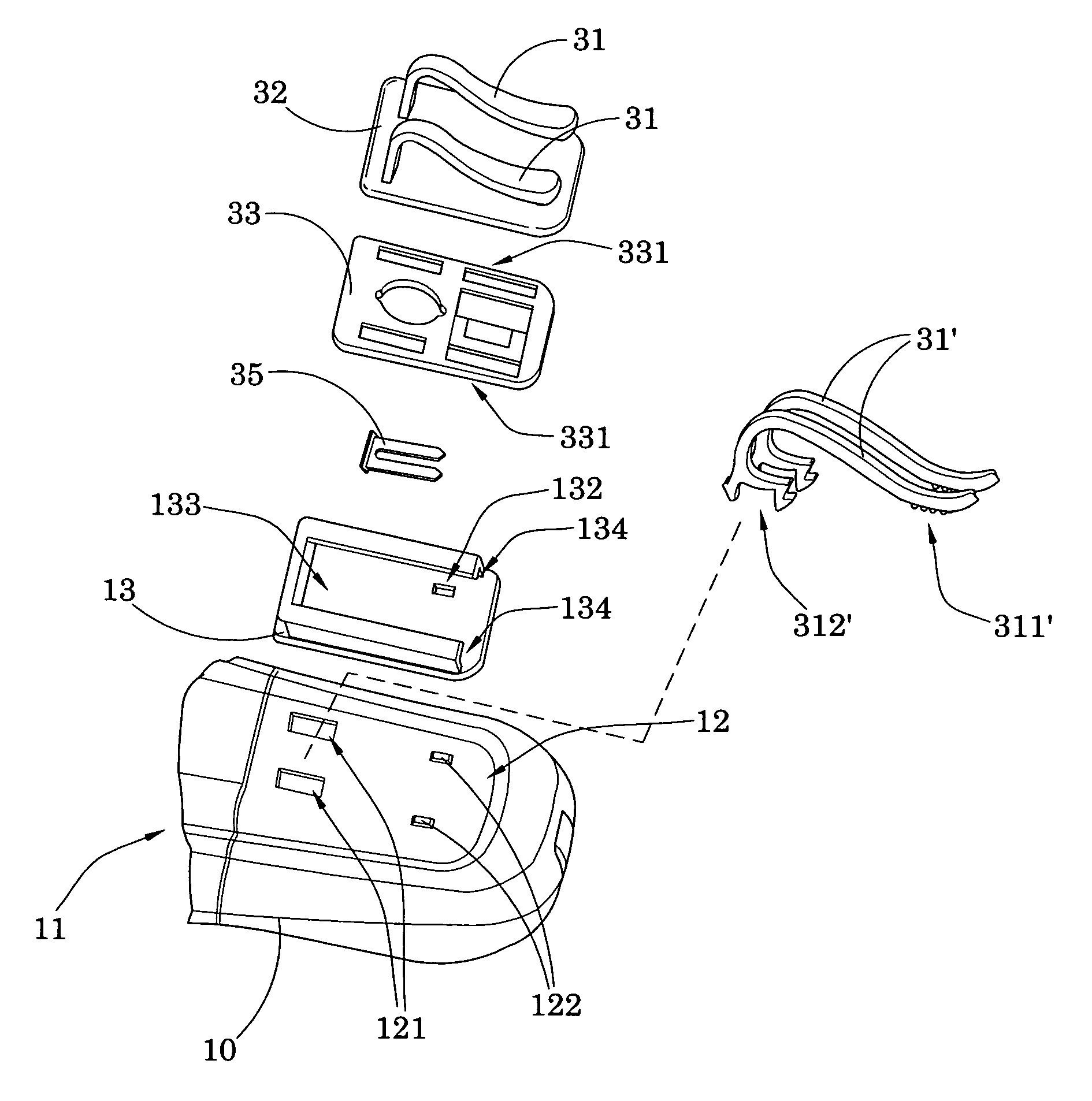 Light device with detachable clip member