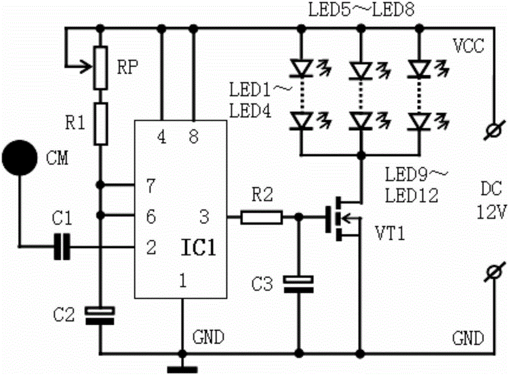 Touch delay gradually-brightening and gradually-dimming LED (Light-Emitting Diode) illuminating lamp