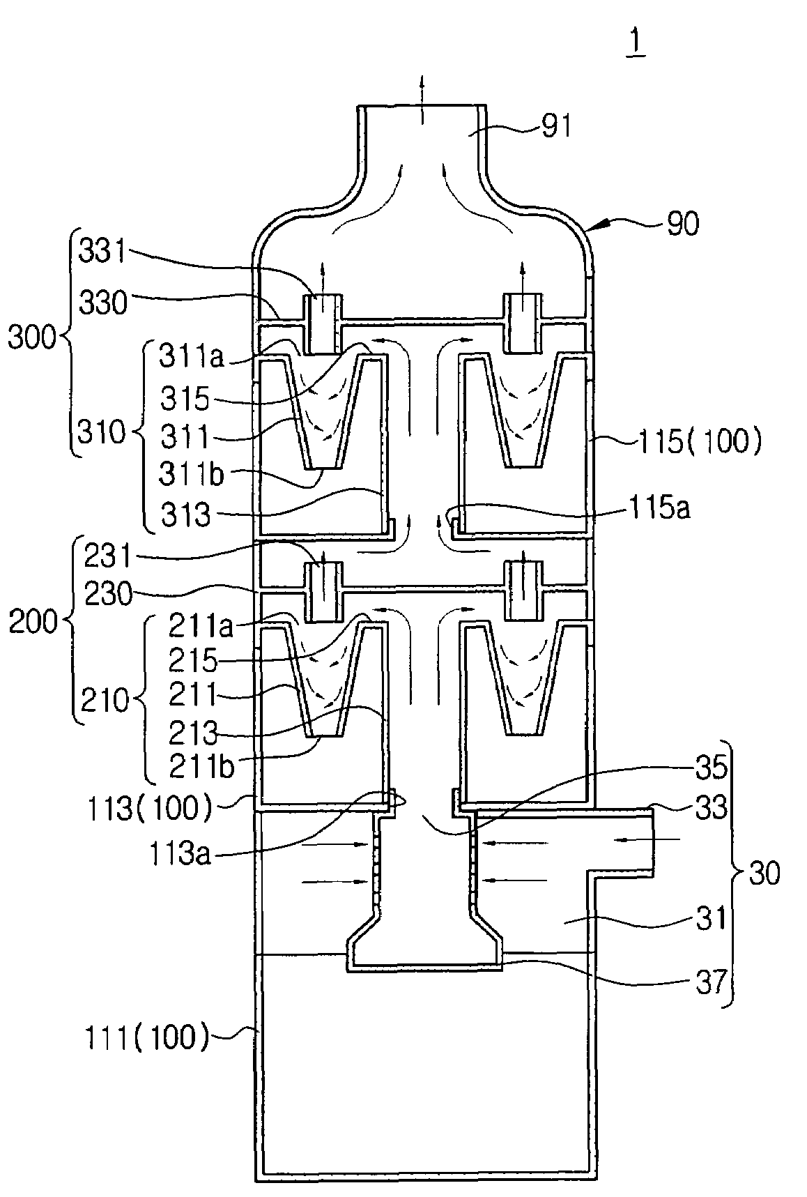 Multi-cyclone dust separator and a vacuum cleaner using the same